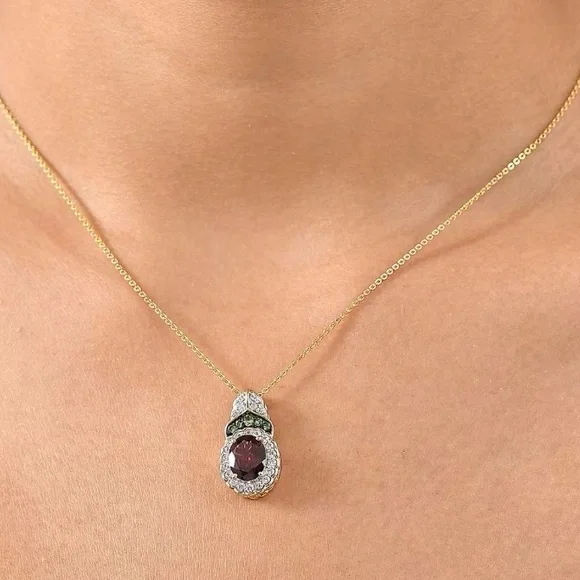 Rhodolite Garnet and Multi Gemstone 2.75 ctw Regal Bloom Pendant Necklace - Picture 4 of 6